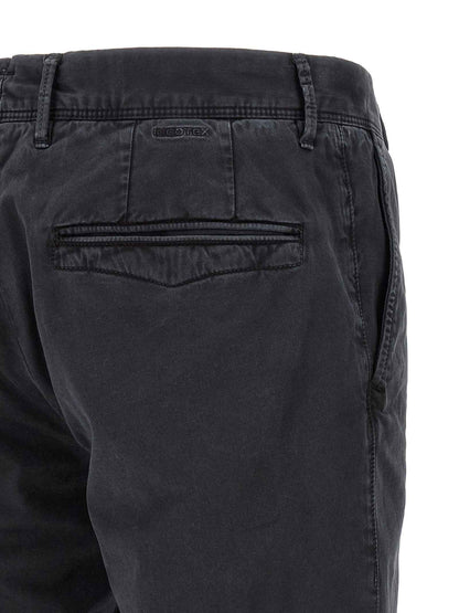 Blue Cotton Casual Pants