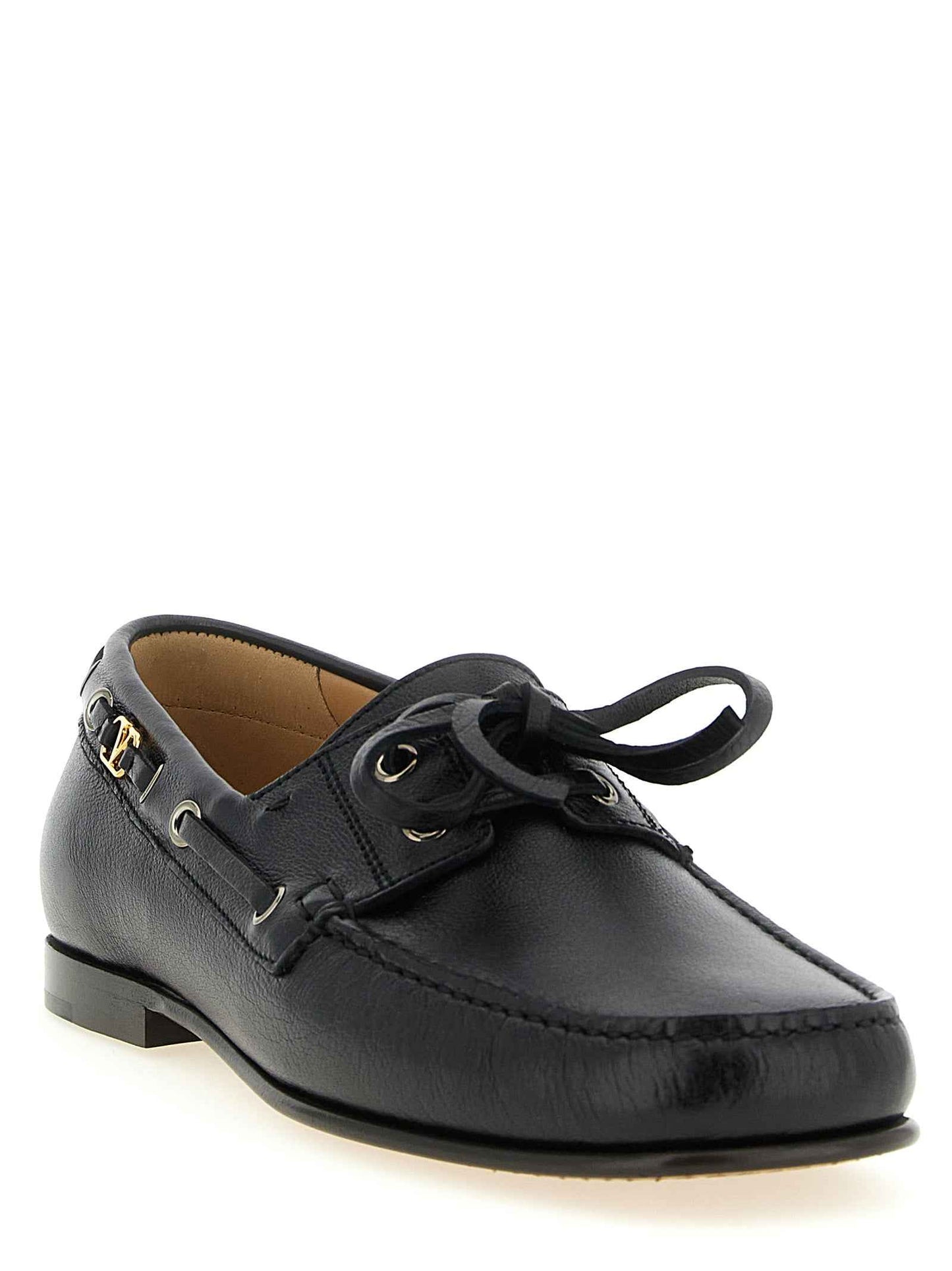Black Buffalo Leather Slip-On Loafers