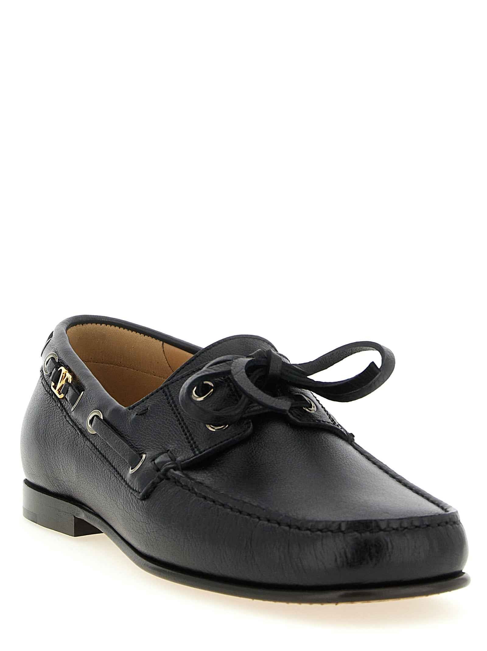Black Buffalo Leather Slip-On Loafers