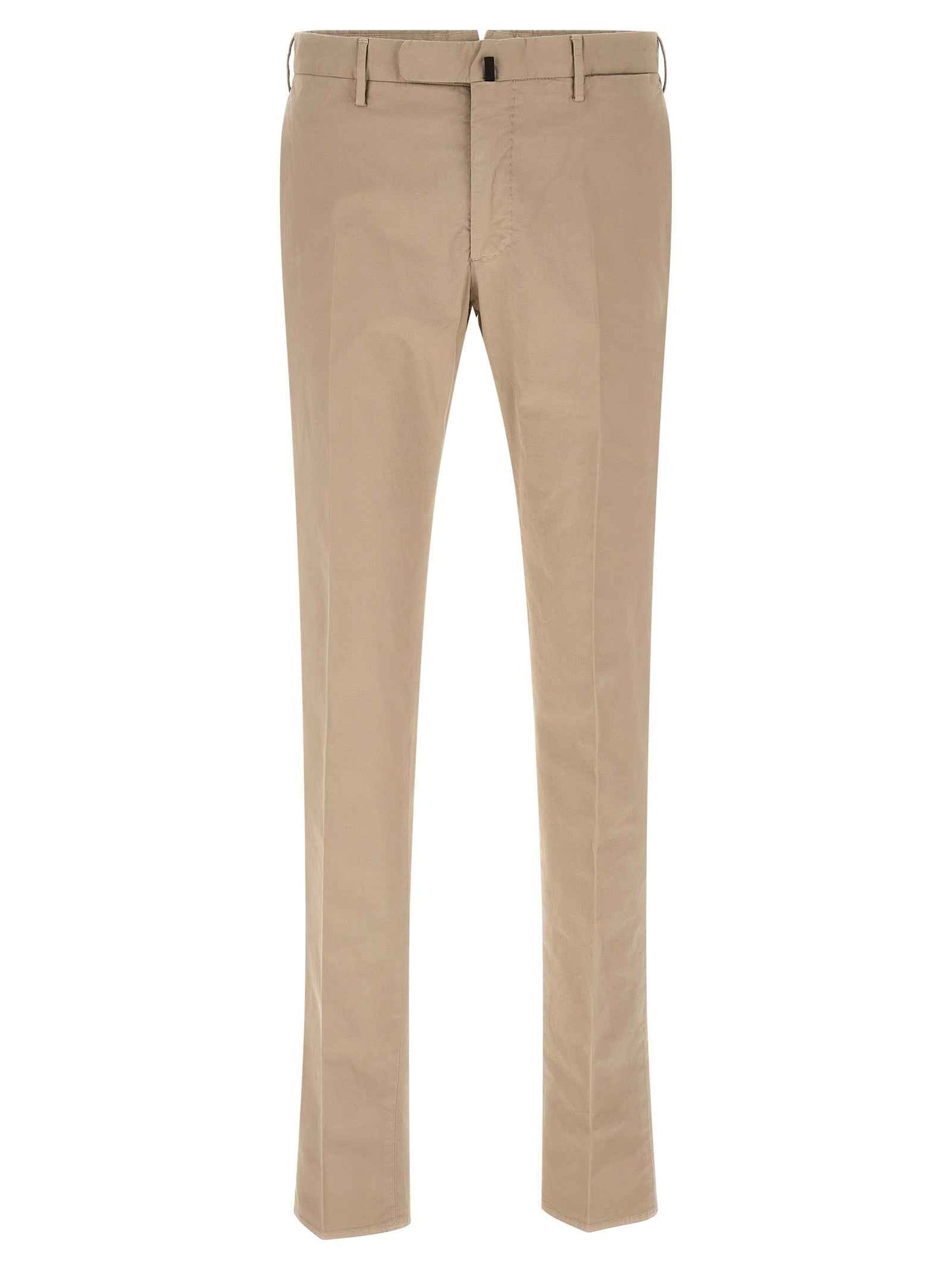 Beige Cotton Casual Pants