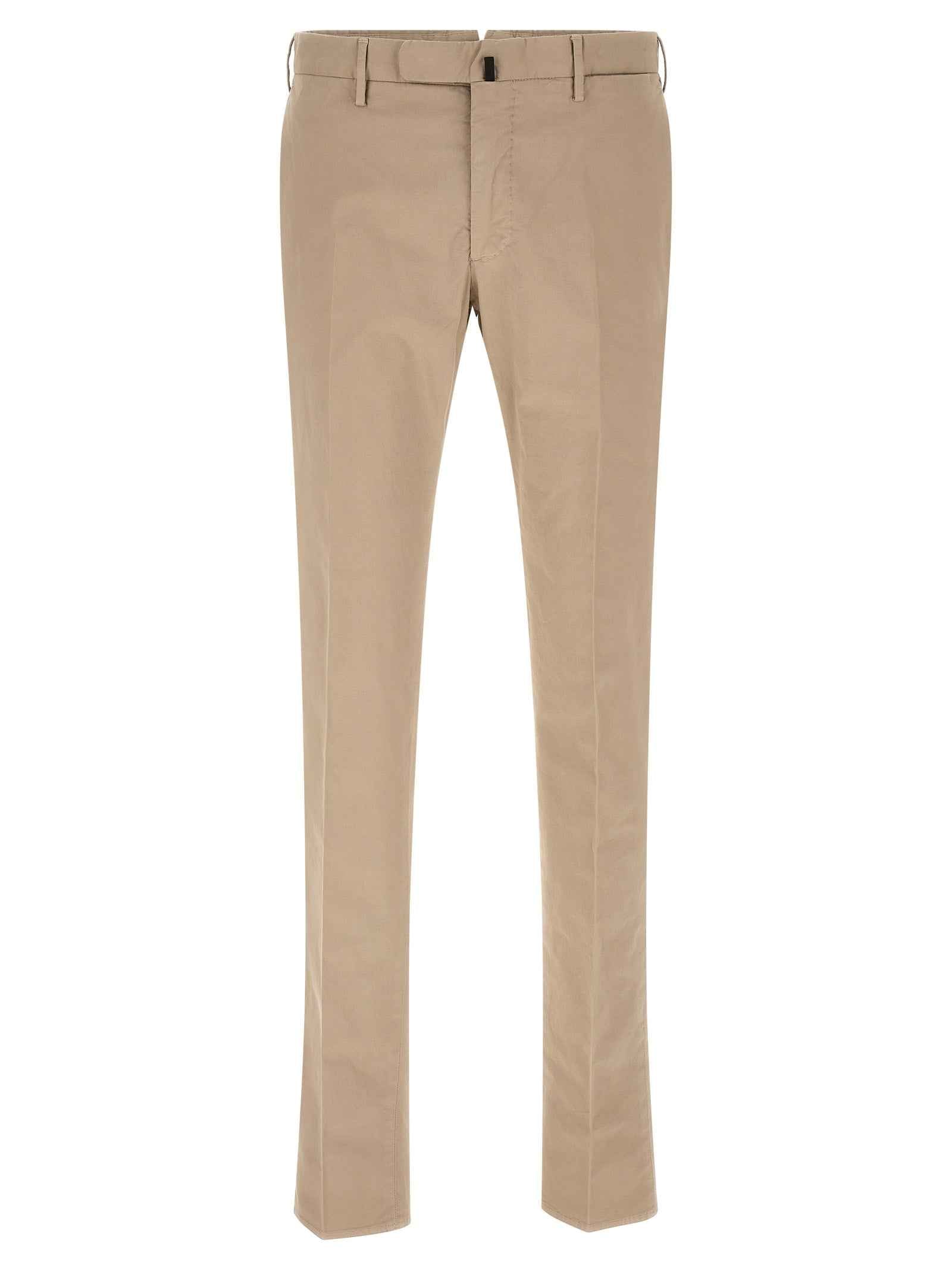 Beige Cotton Casual Pants
