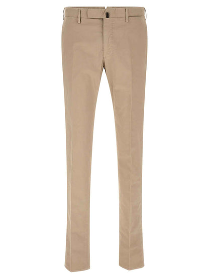 Beige Cotton Casual Pants