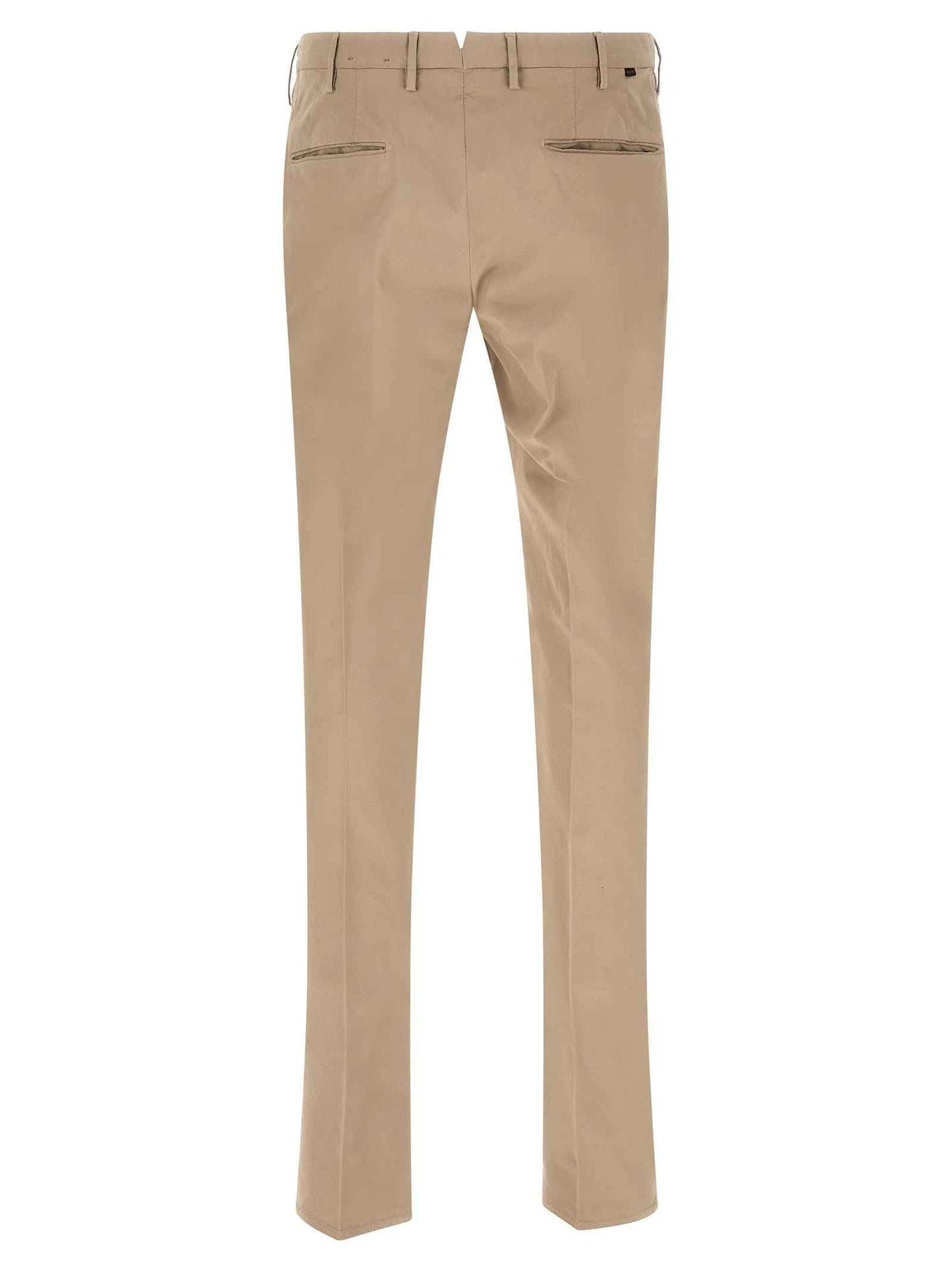 Beige Cotton Casual Pants