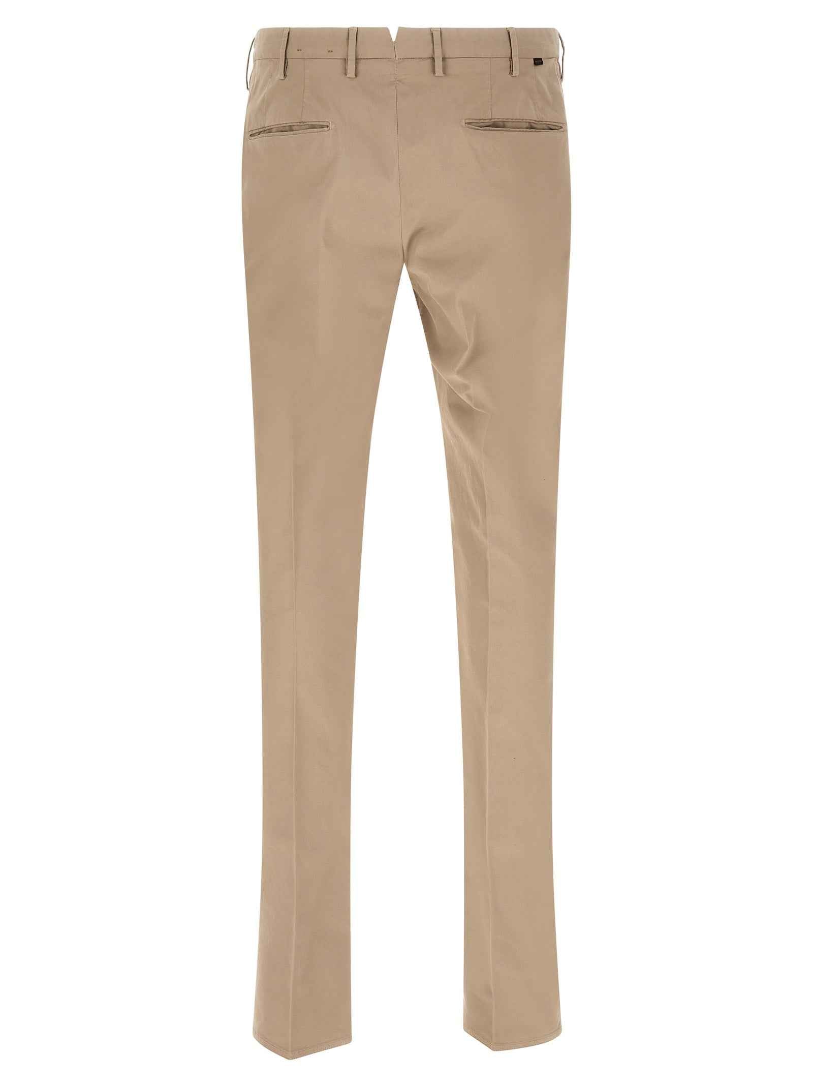 Beige Cotton Casual Pants