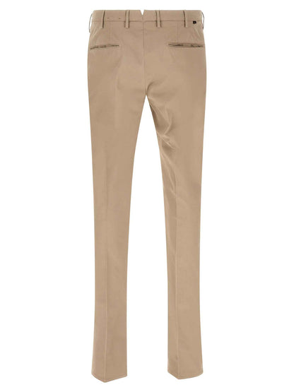 Beige Cotton Casual Pants