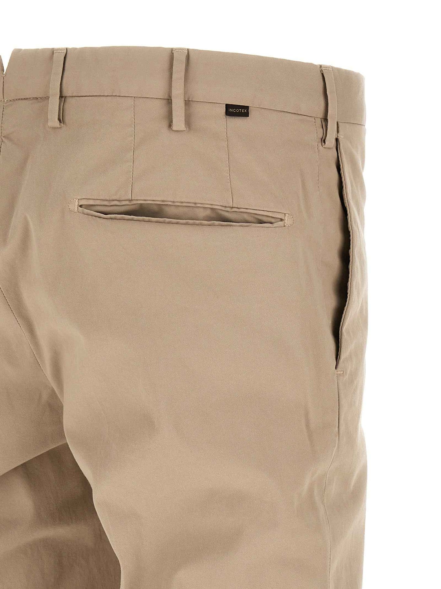 Beige Cotton Casual Pants