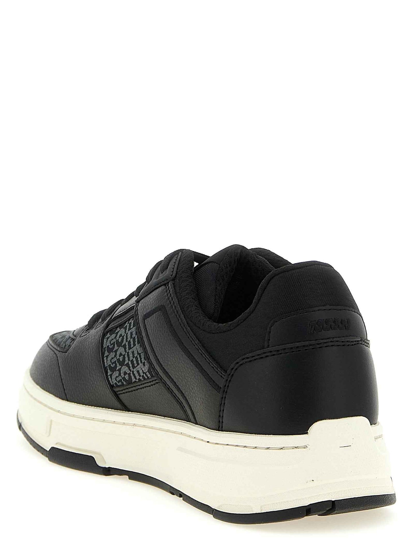 Black Polyester Low Top Sneakers