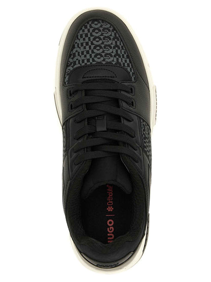Black Polyester Low Top Sneakers