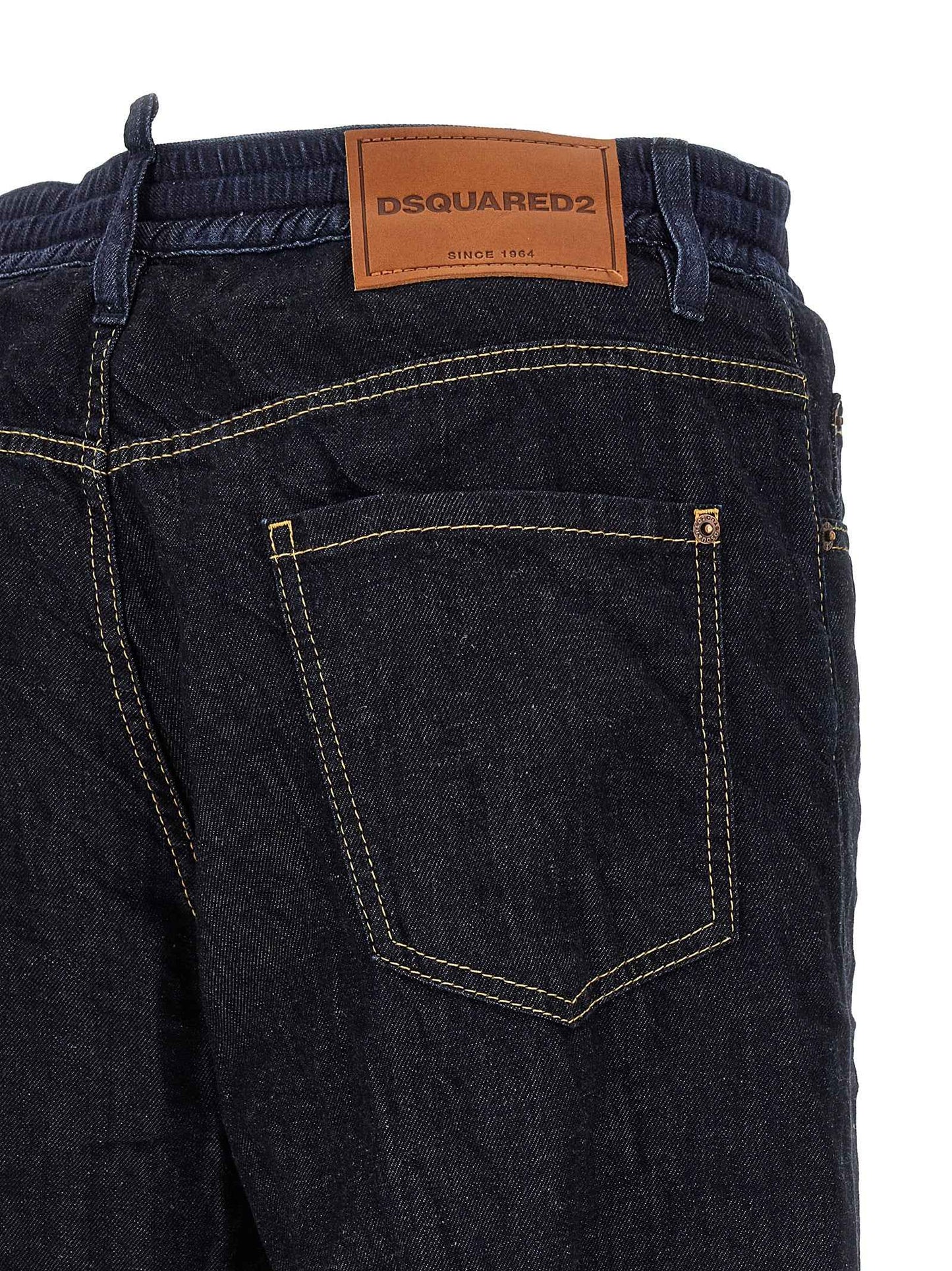 Blue Cotton Straight-Leg Jeans