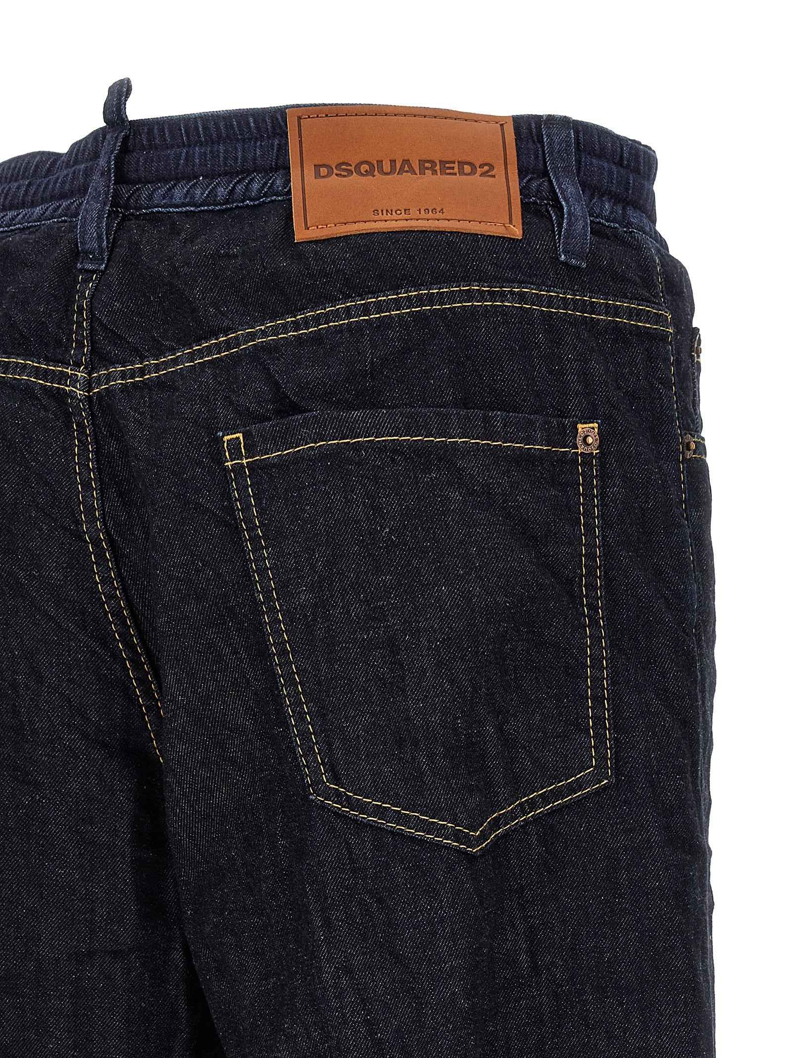 Blue Cotton Straight-Leg Jeans