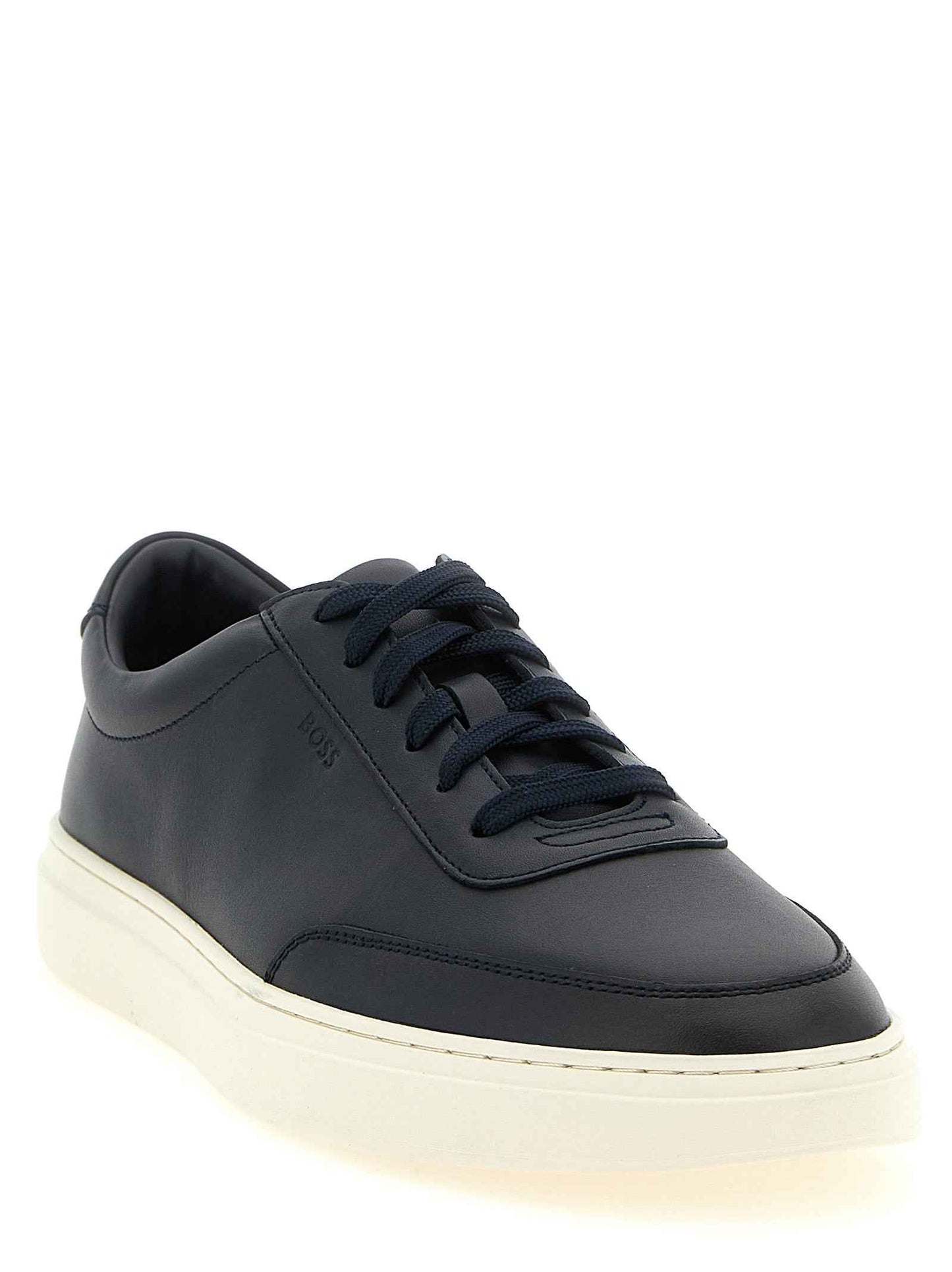 Blue Cowhide Low Top Sneakers