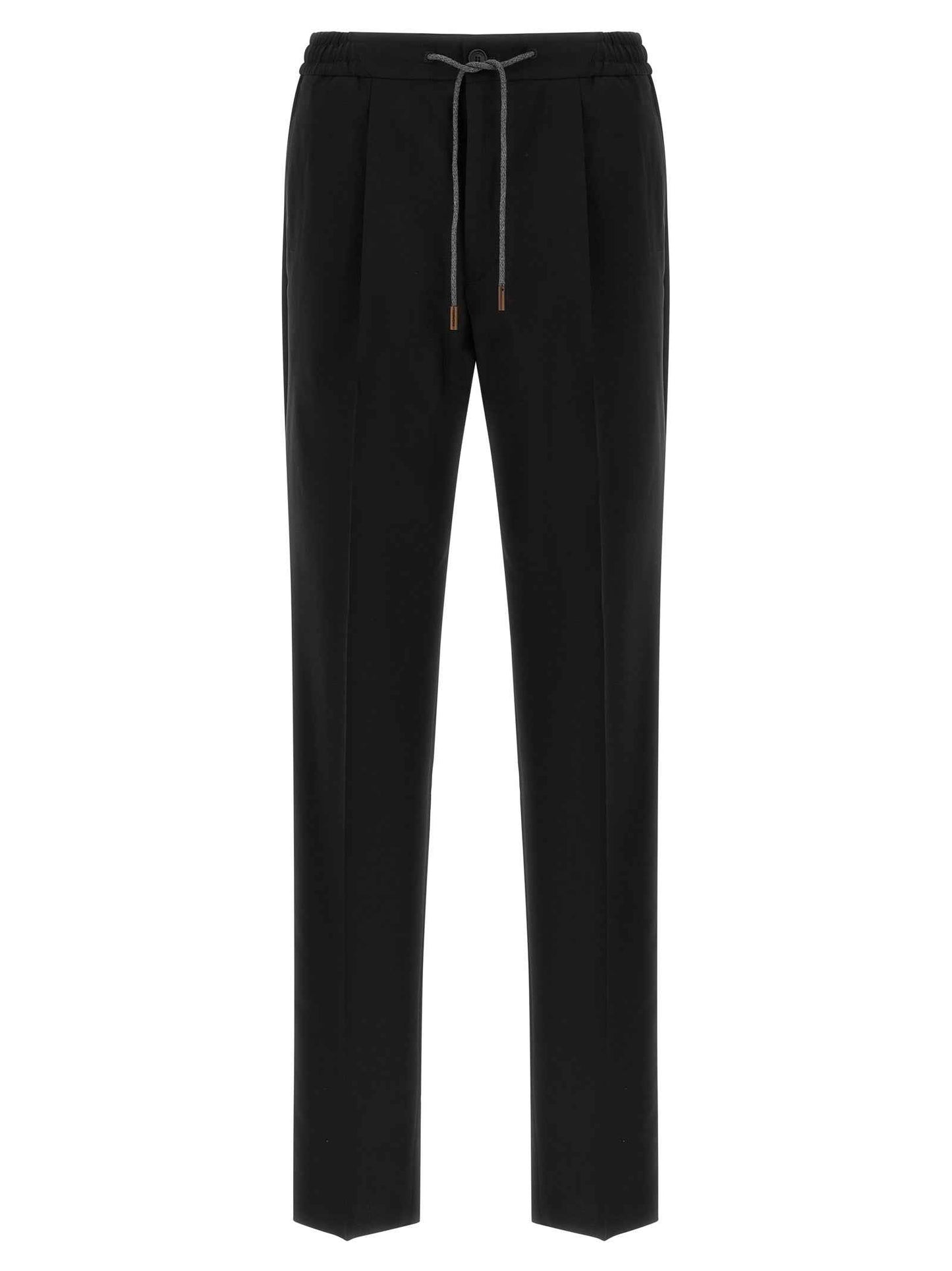 Black Virgin Wool Casual Pants
