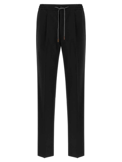 Black Virgin Wool Casual Pants