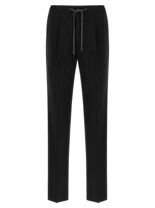 Black Virgin Wool Casual Pants