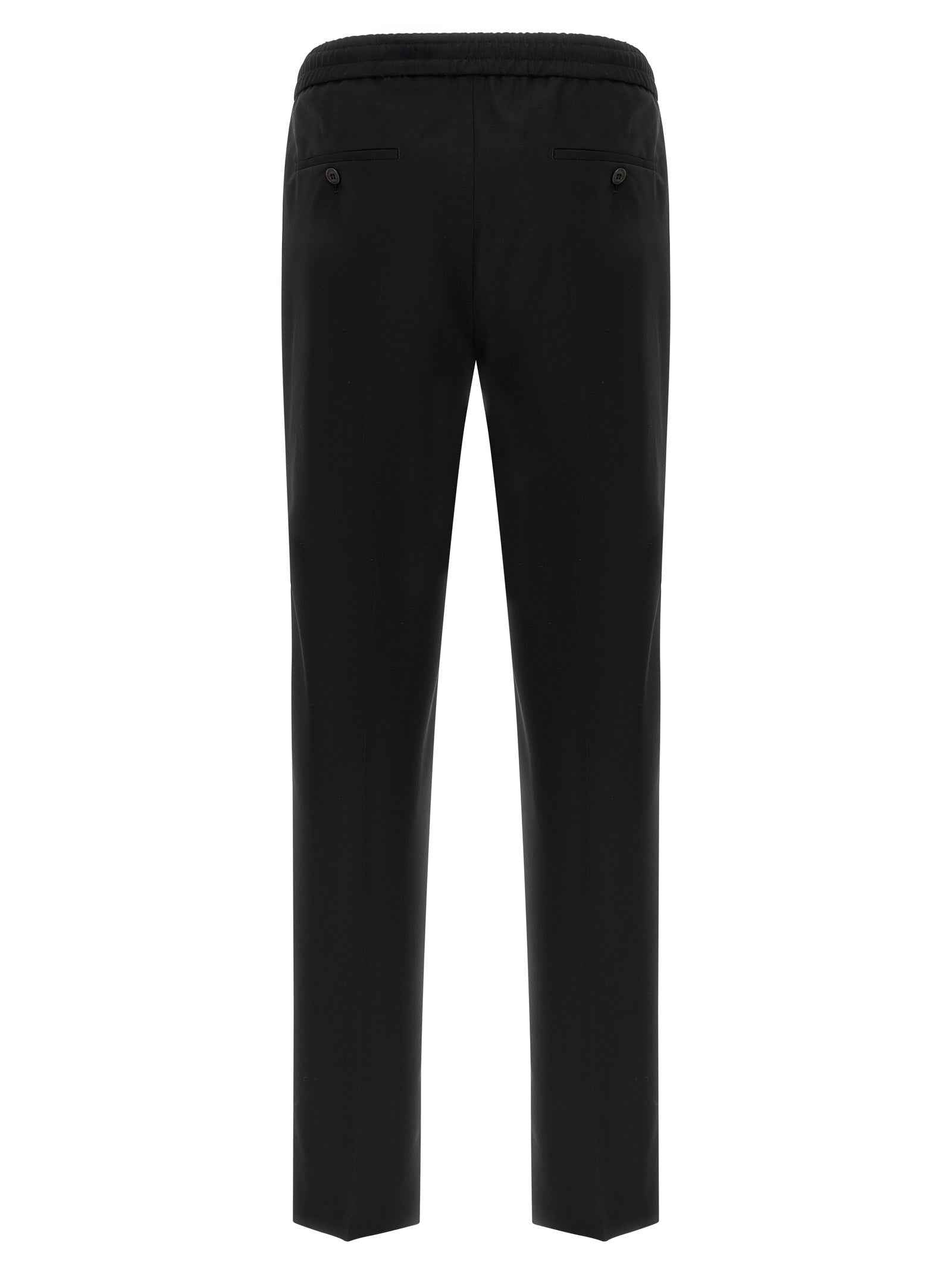Black Virgin Wool Casual Pants