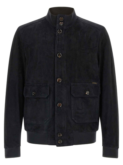 Blue Lamb Leather Leather Jacket