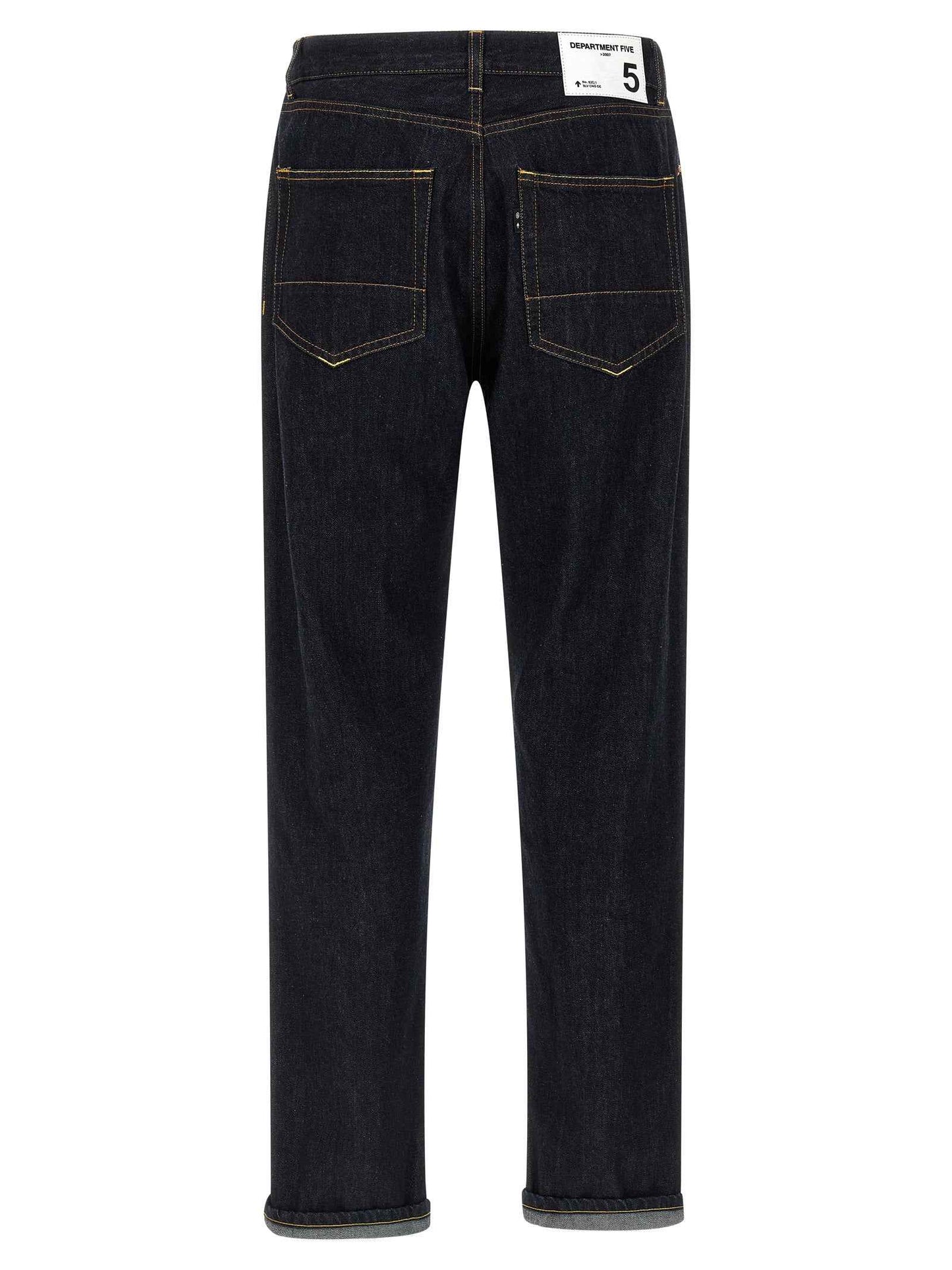 Blue Cotton Straight-Leg Jeans