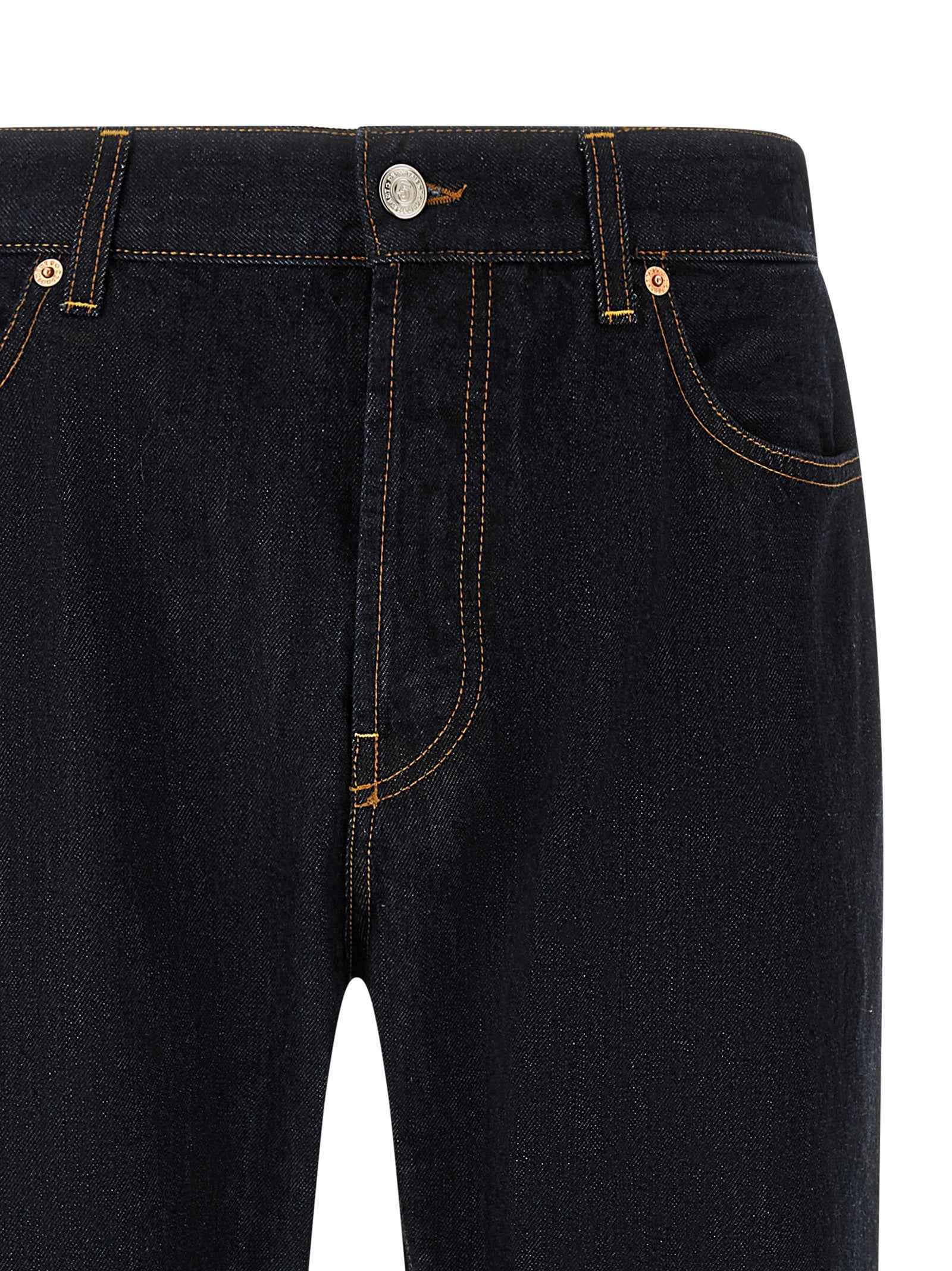 Blue Cotton Straight-Leg Jeans