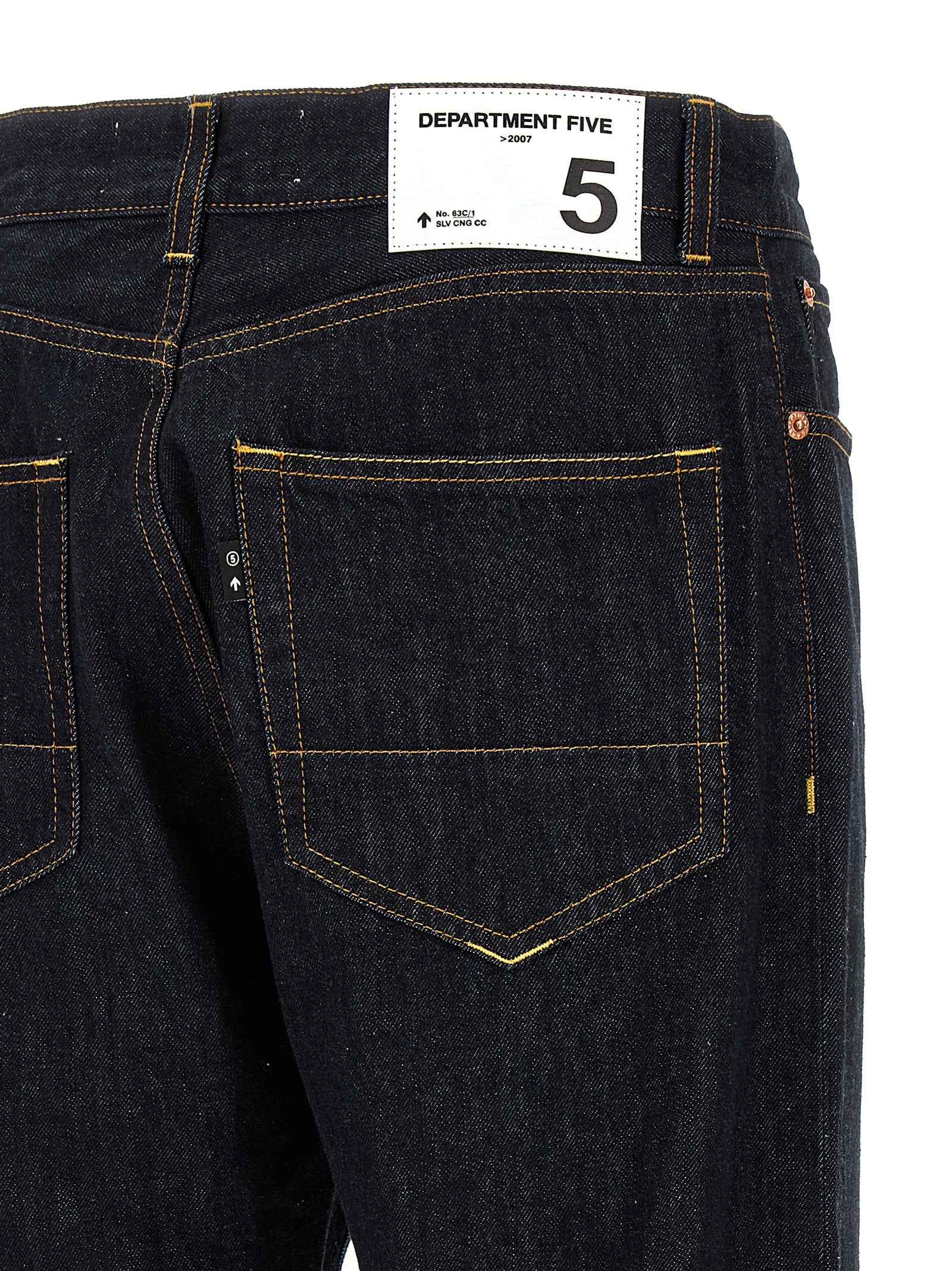Blue Cotton Straight-Leg Jeans