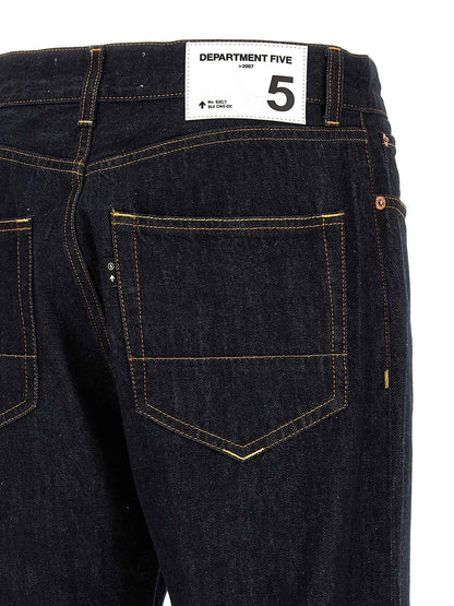 Blue Cotton Straight-Leg Jeans