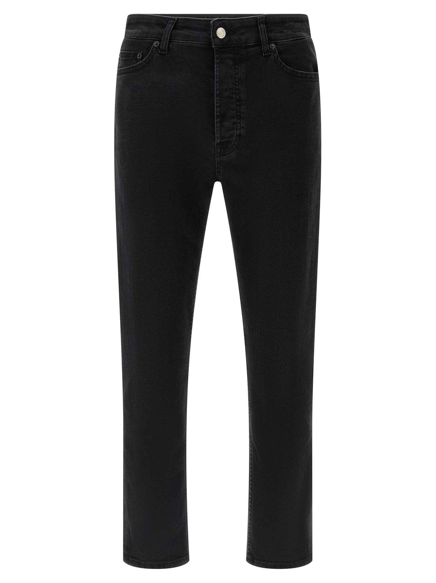 Black Cotton Cropped Jeans