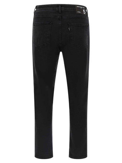 Black Cotton Cropped Jeans