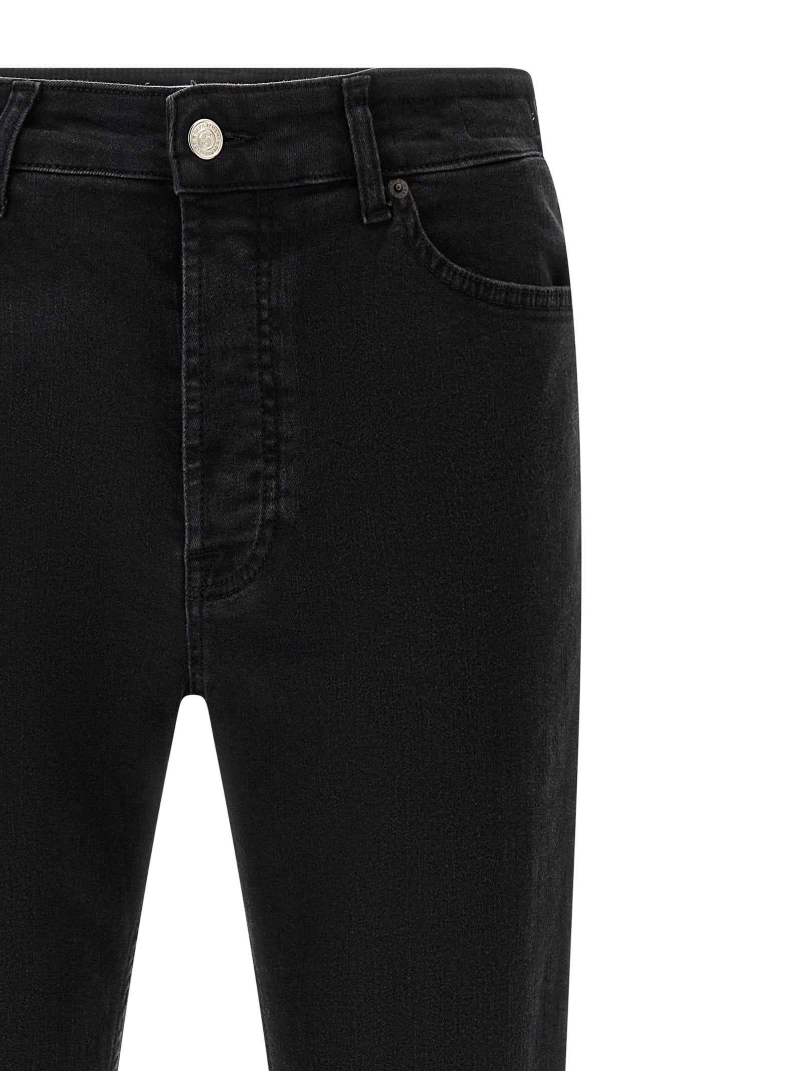 Black Cotton Cropped Jeans