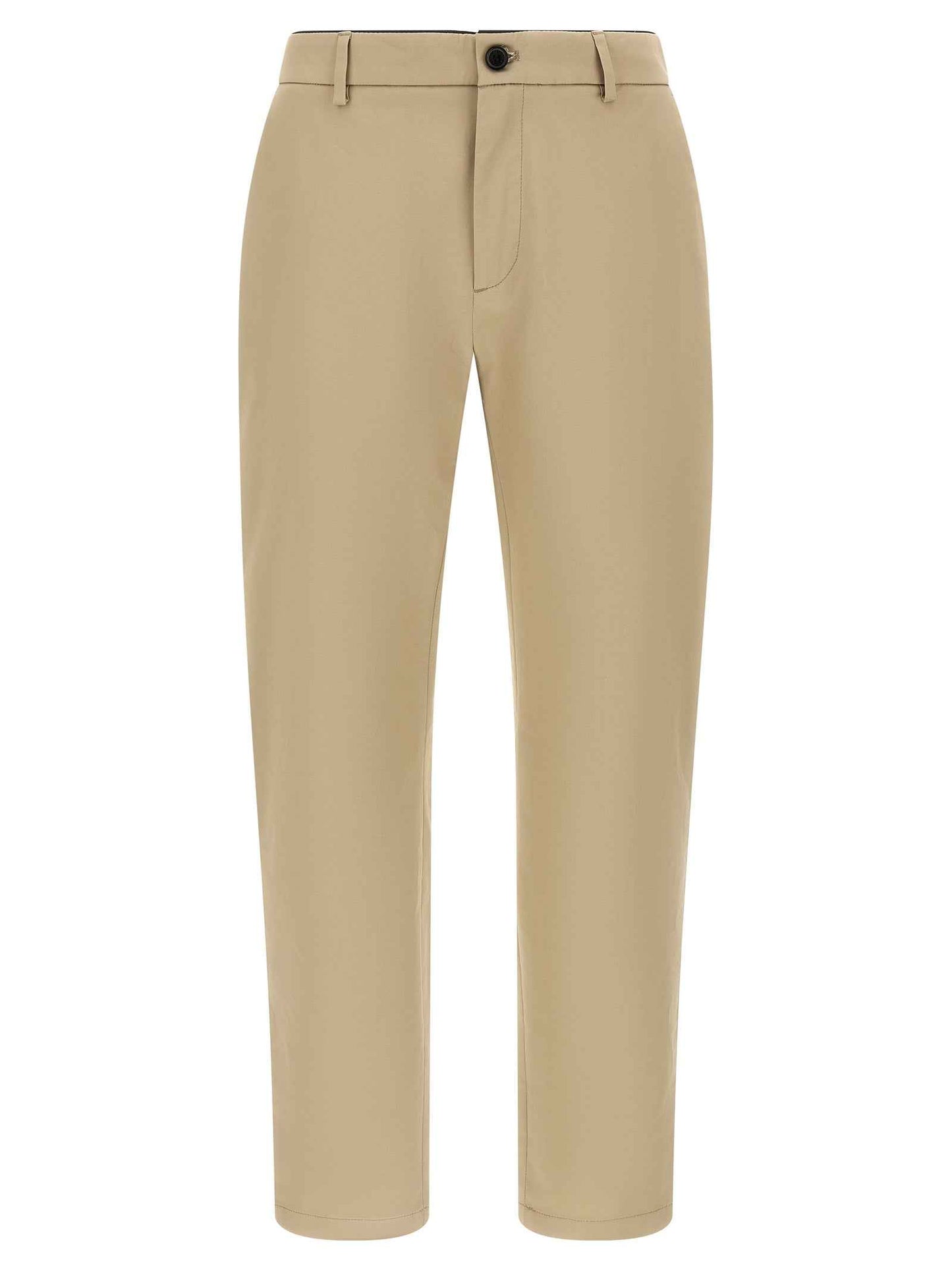 Beige Cotton Cropped Pants