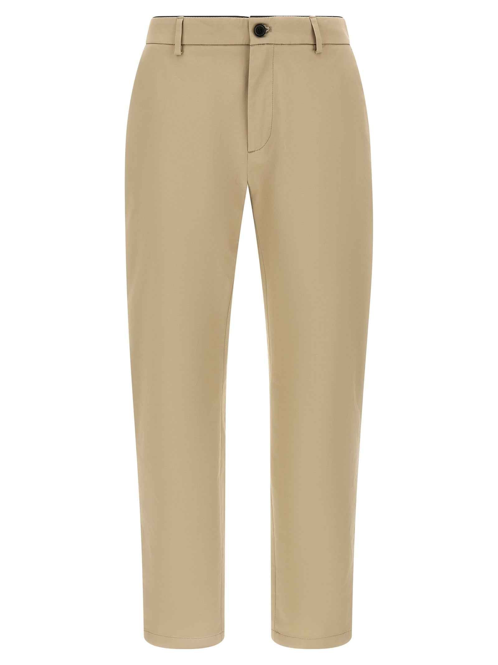 Beige Cotton Cropped Pants