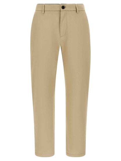 Beige Cotton Cropped Pants