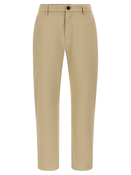 Beige Cotton Cropped Pants
