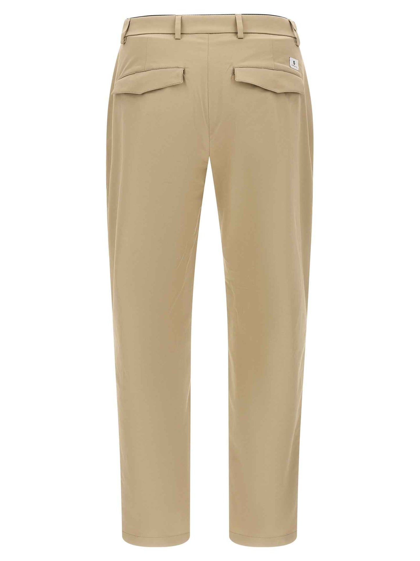 Beige Cotton Cropped Pants