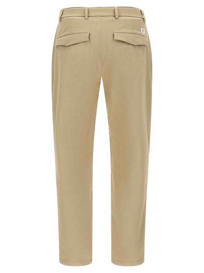 Beige Cotton Cropped Pants