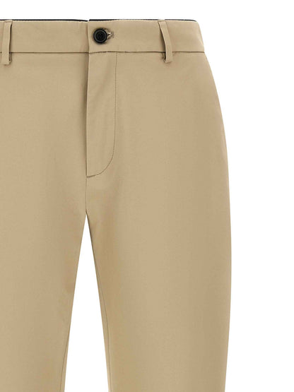 Beige Cotton Cropped Pants