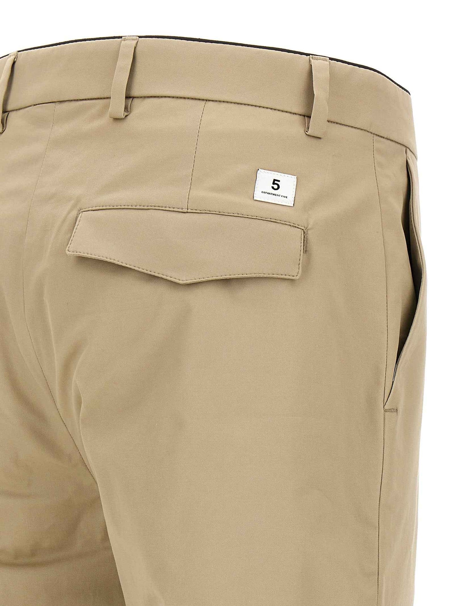 Beige Cotton Cropped Pants