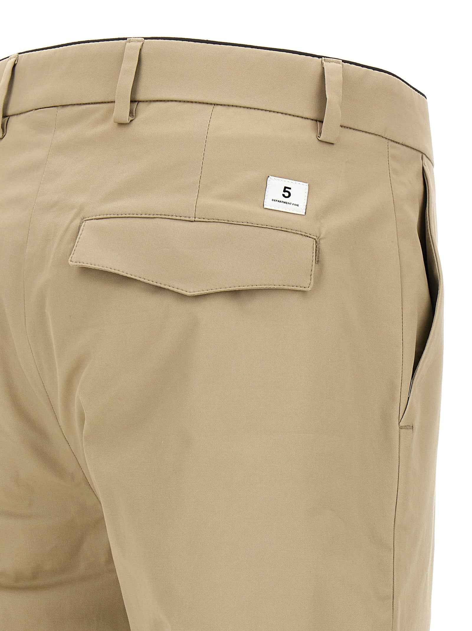 Beige Cotton Cropped Pants