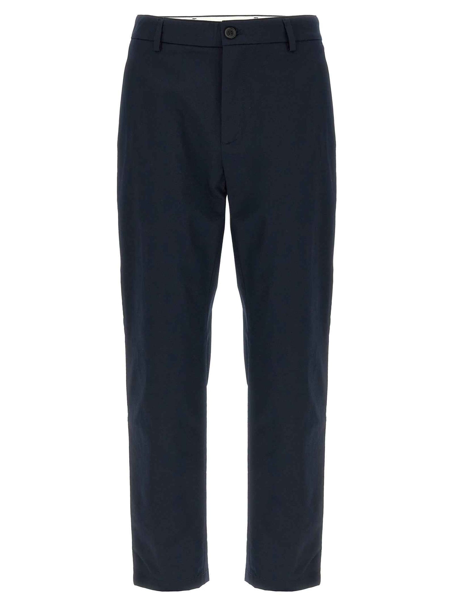 Blue Cotton Casual Pants