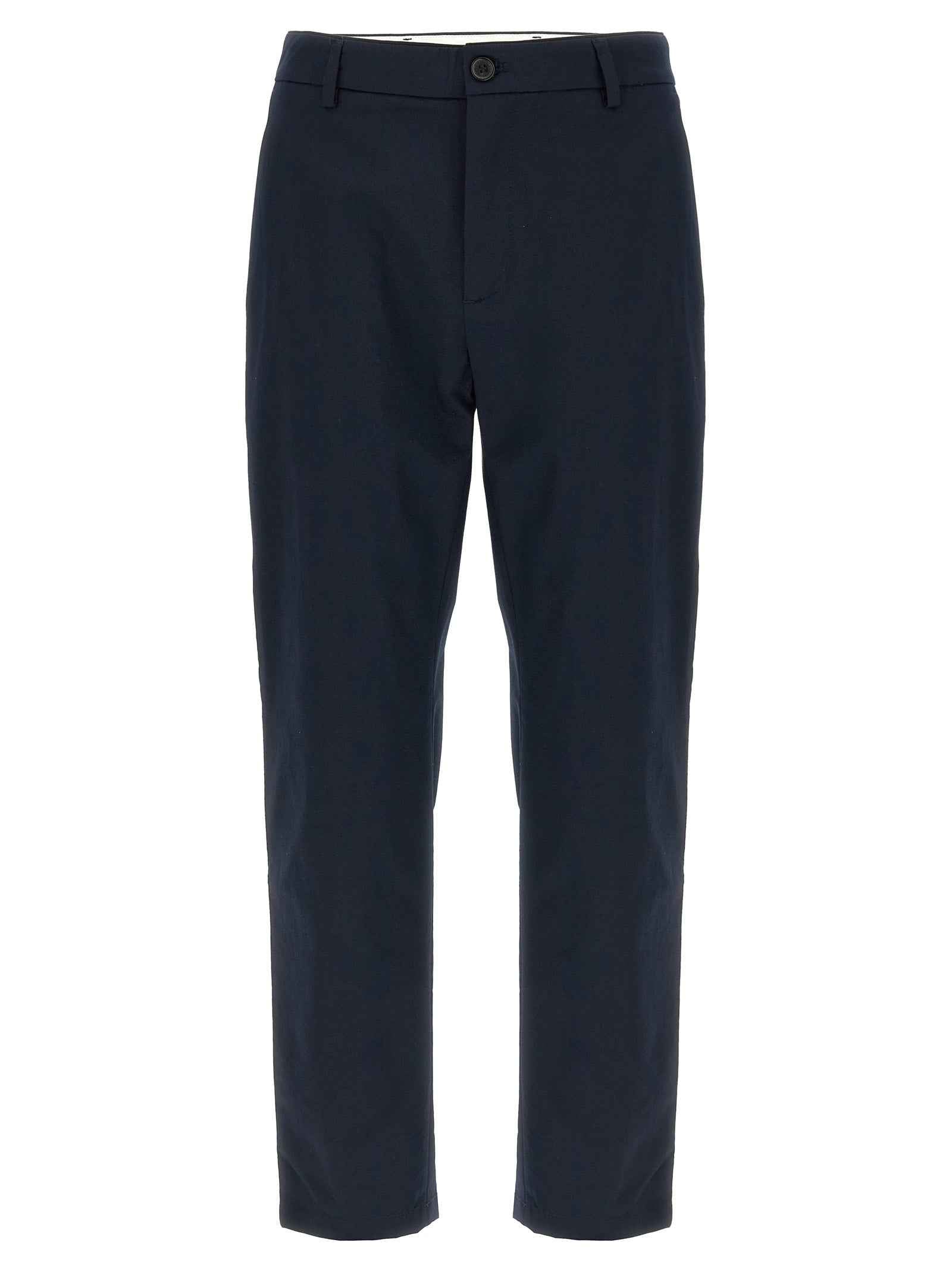Blue Cotton Casual Pants
