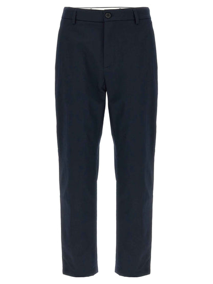 Blue Cotton Casual Pants