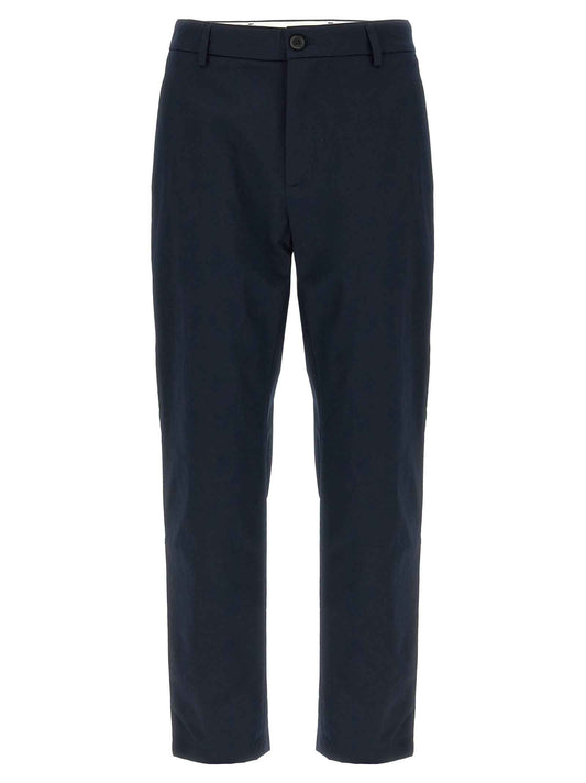 Blue Cotton Casual Pants