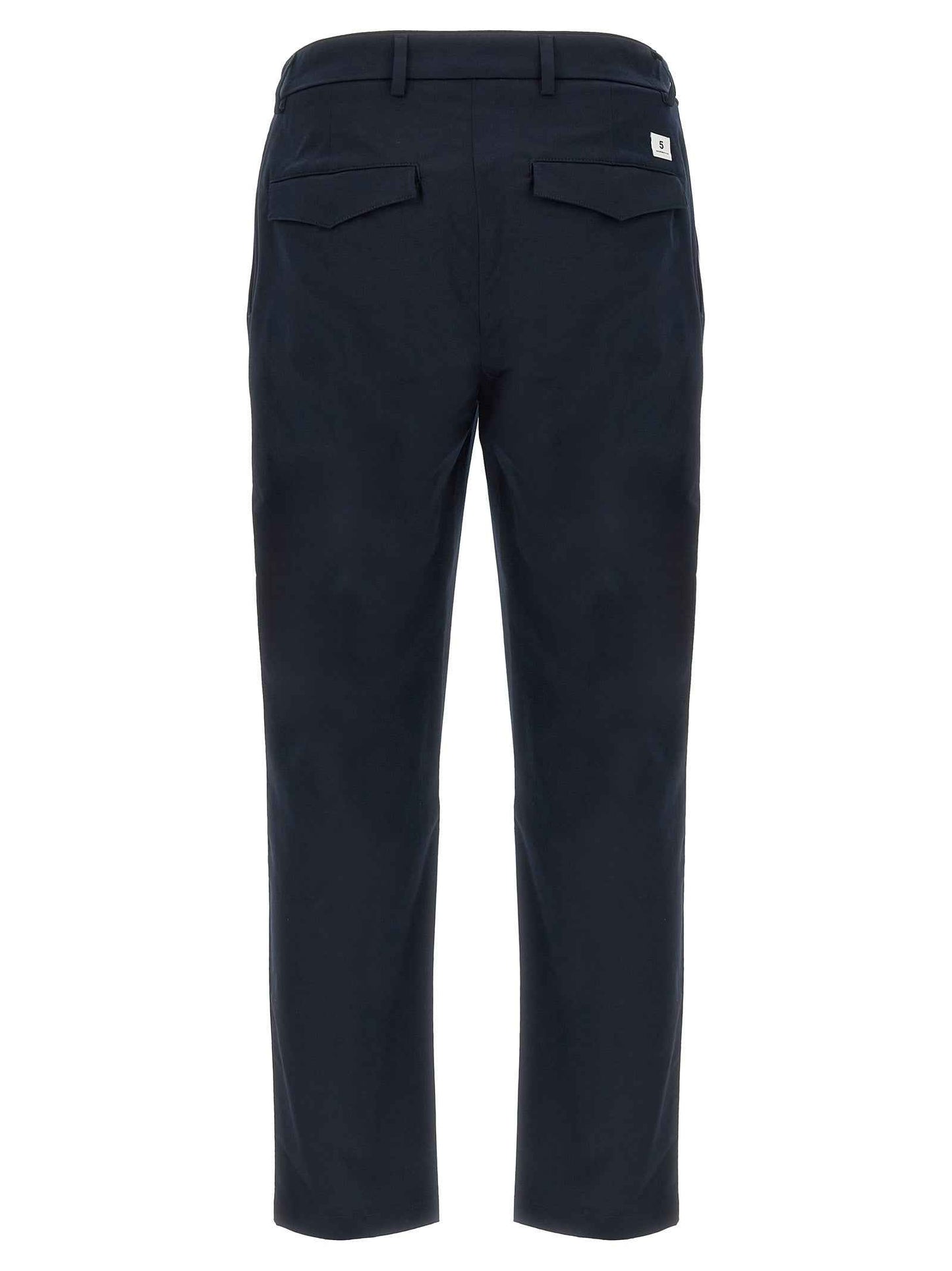 Blue Cotton Casual Pants