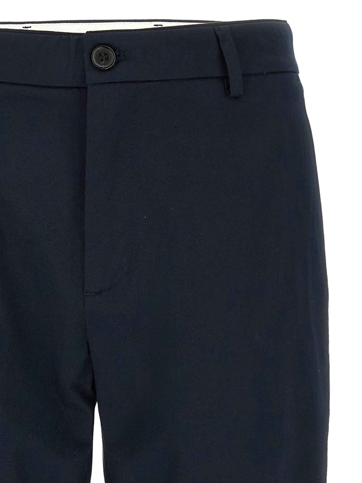 Blue Cotton Casual Pants