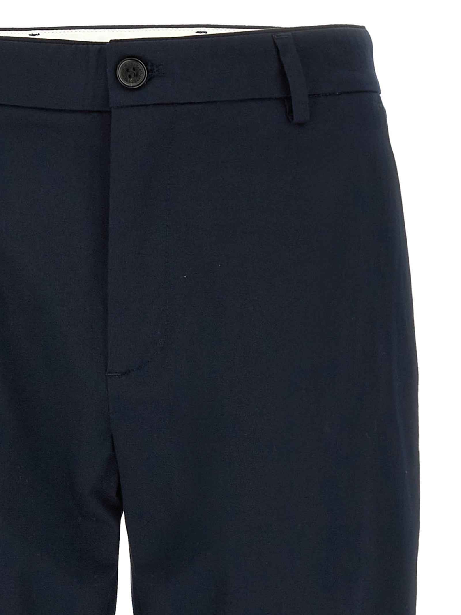 Blue Cotton Casual Pants