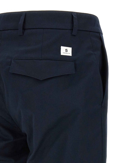 Blue Cotton Casual Pants
