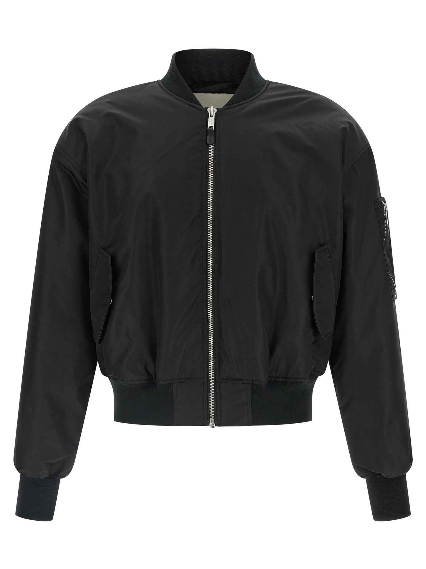 Black Nylon Bomber