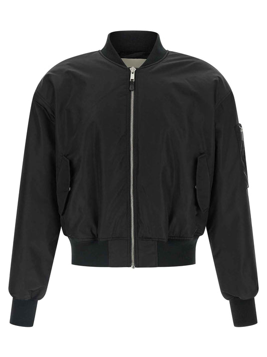 Black Nylon Bomber