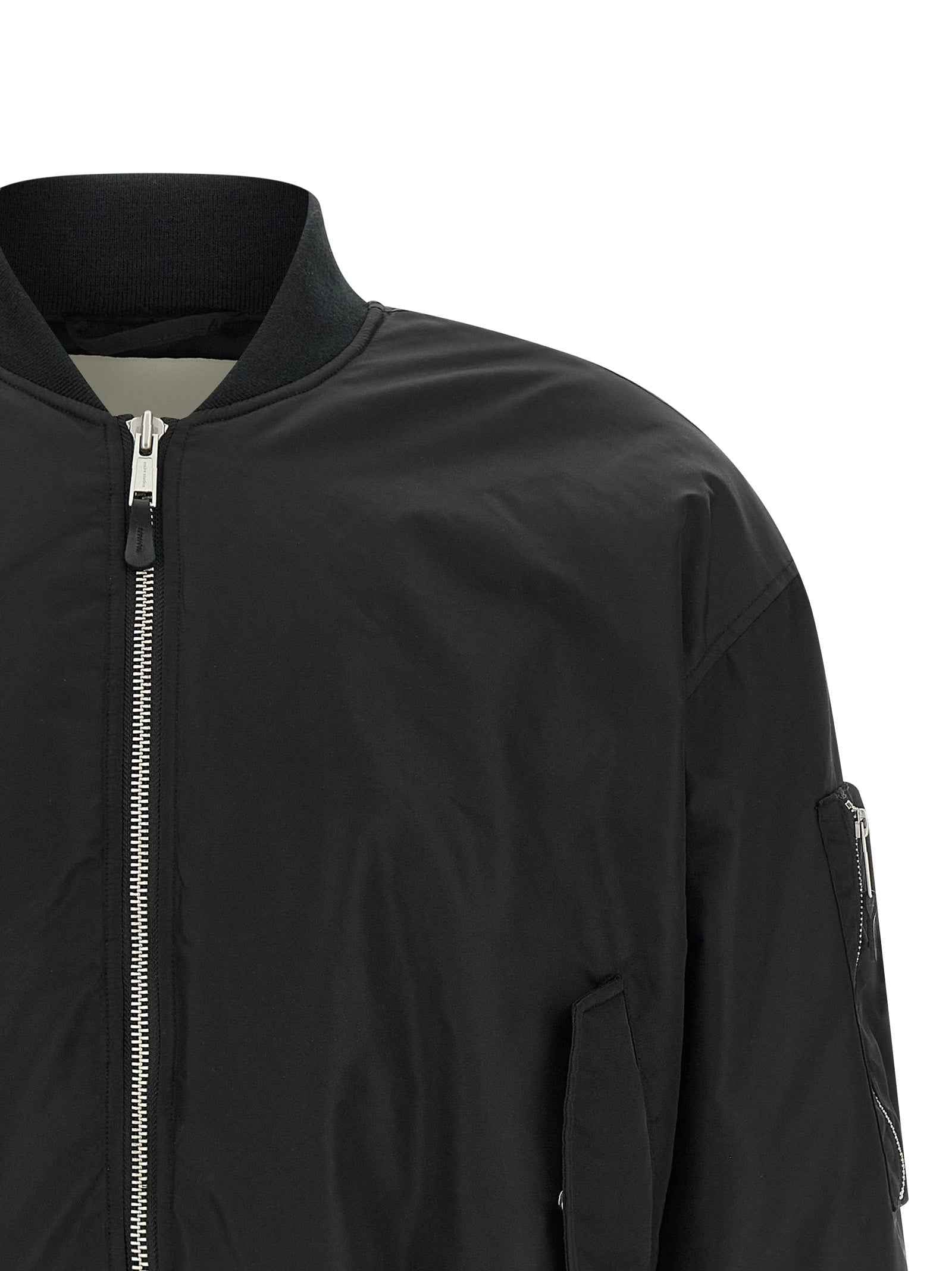 Black Nylon Bomber