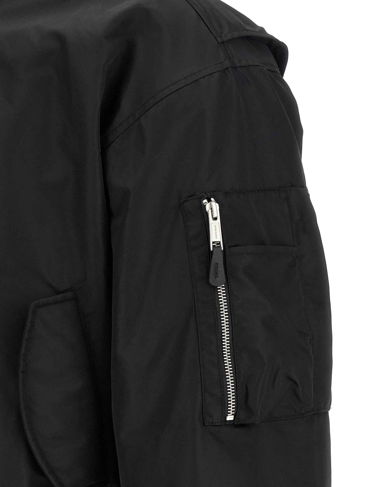 Black Nylon Bomber