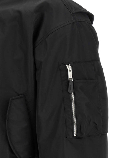 Black Nylon Bomber