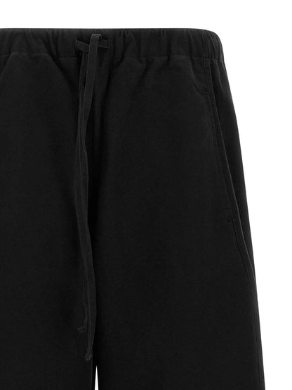 Black Cotton Casual Pants
